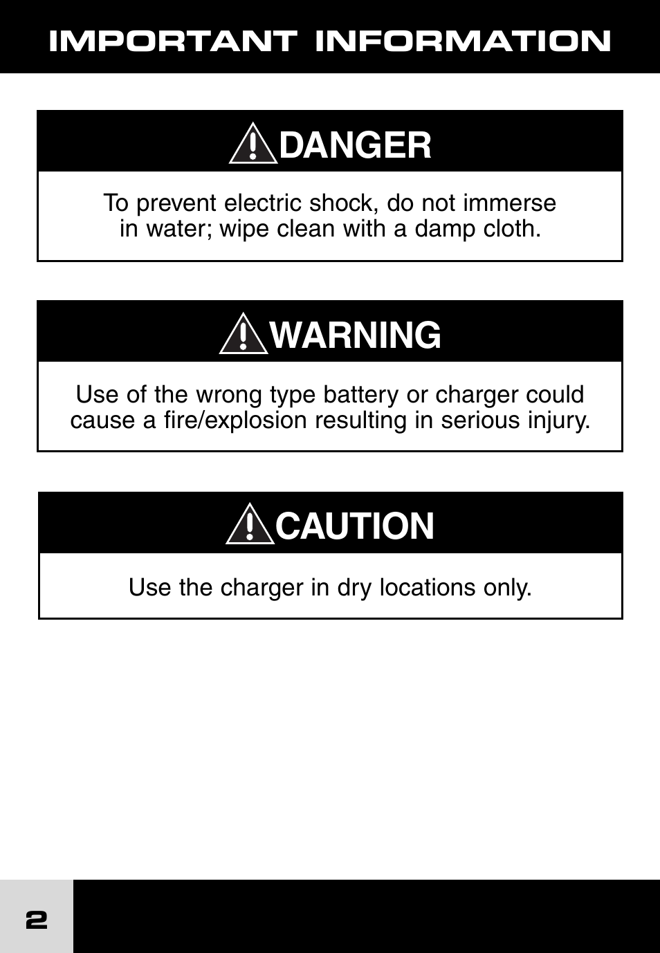 Danger, Caution, Warning | Fisher-Price POWER WHEELS H7455 User Manual | Page 2 / 10