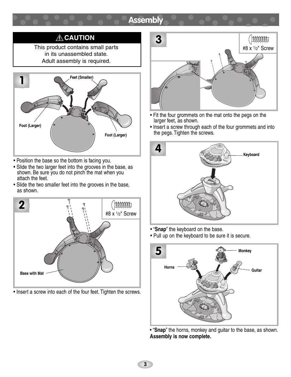 Assembly | Fisher-Price C6326 User Manual | Page 3 / 6