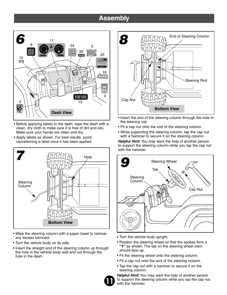 Assembly | Fisher-Price JEEP WRANGLER 74020 User Manual | Page 11 / 32