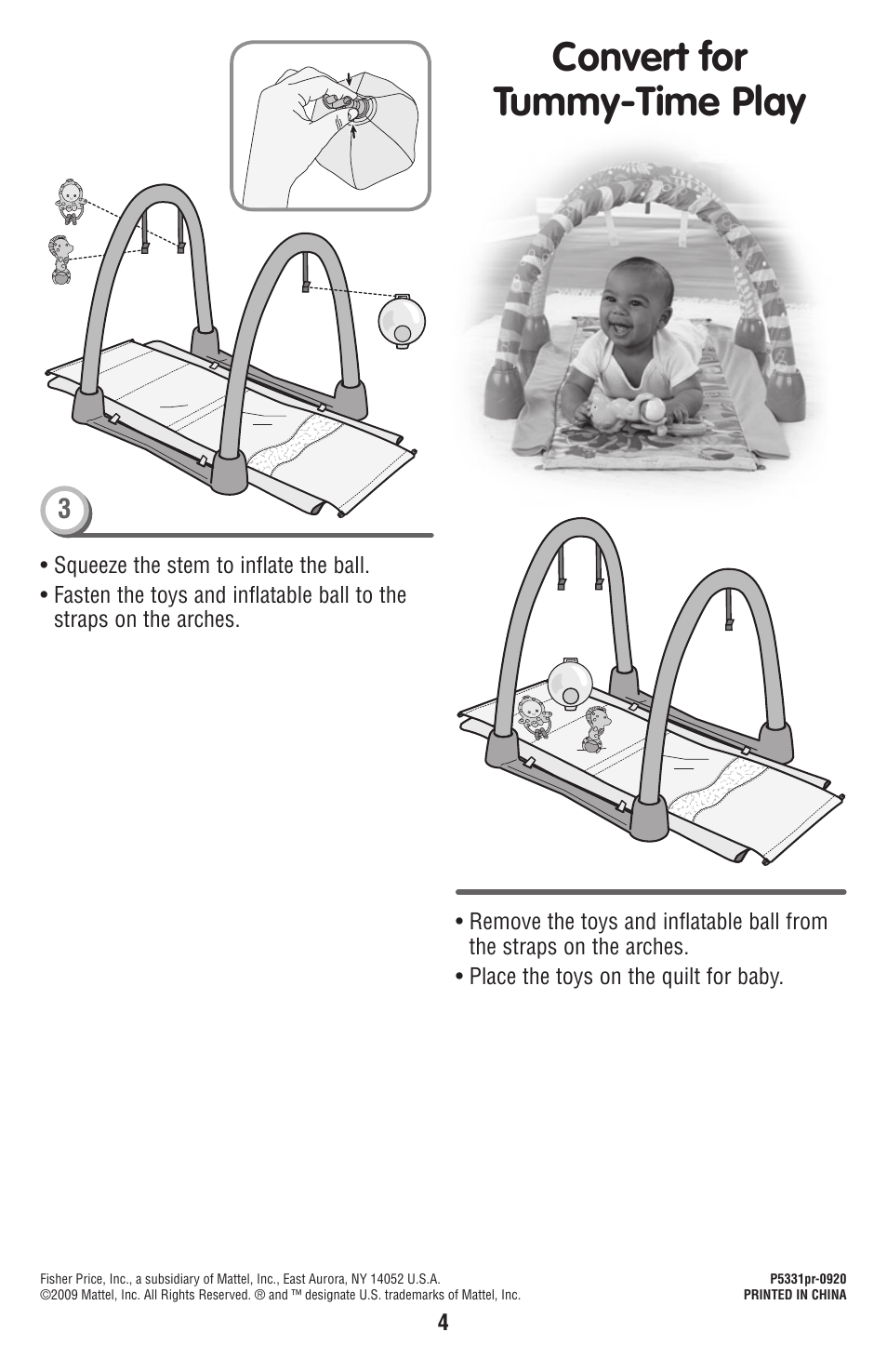 Convert for tummy-time play | Fisher-Price NONE FOUND P5331 User Manual | Page 4 / 6