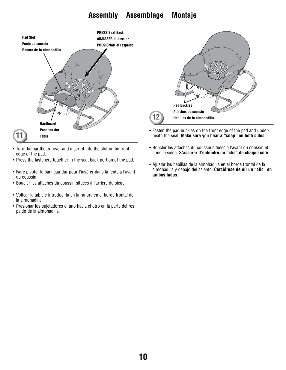 Assembly assemblage montaje | Fisher-Price P3334 User Manual | Page 10 / 20