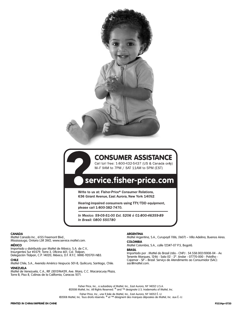 Fisher-Price P3334 User Manual | Page 20 / 20