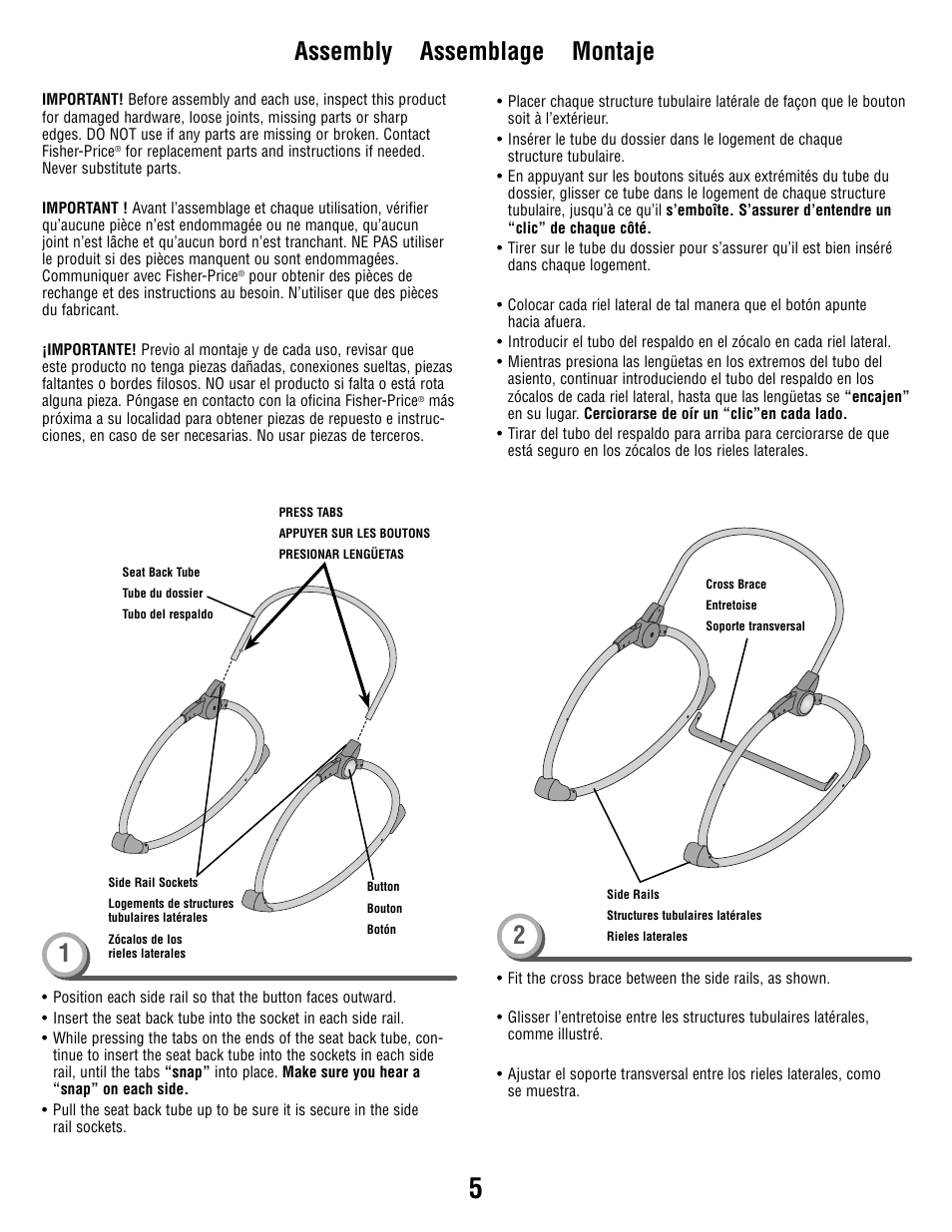 Assembly assemblage montaje | Fisher-Price P3334 User Manual | Page 5 / 20