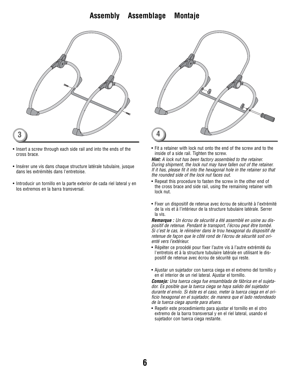 Assembly assemblage montaje 3 4 | Fisher-Price P3334 User Manual | Page 6 / 20