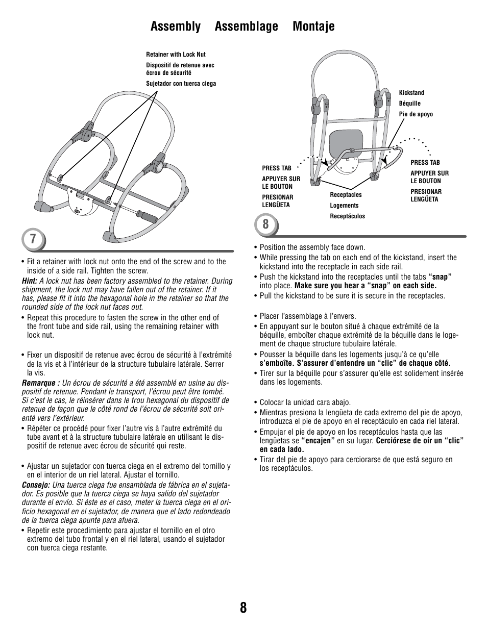 7assembly assemblage montaje 8 | Fisher-Price P3334 User Manual | Page 8 / 20