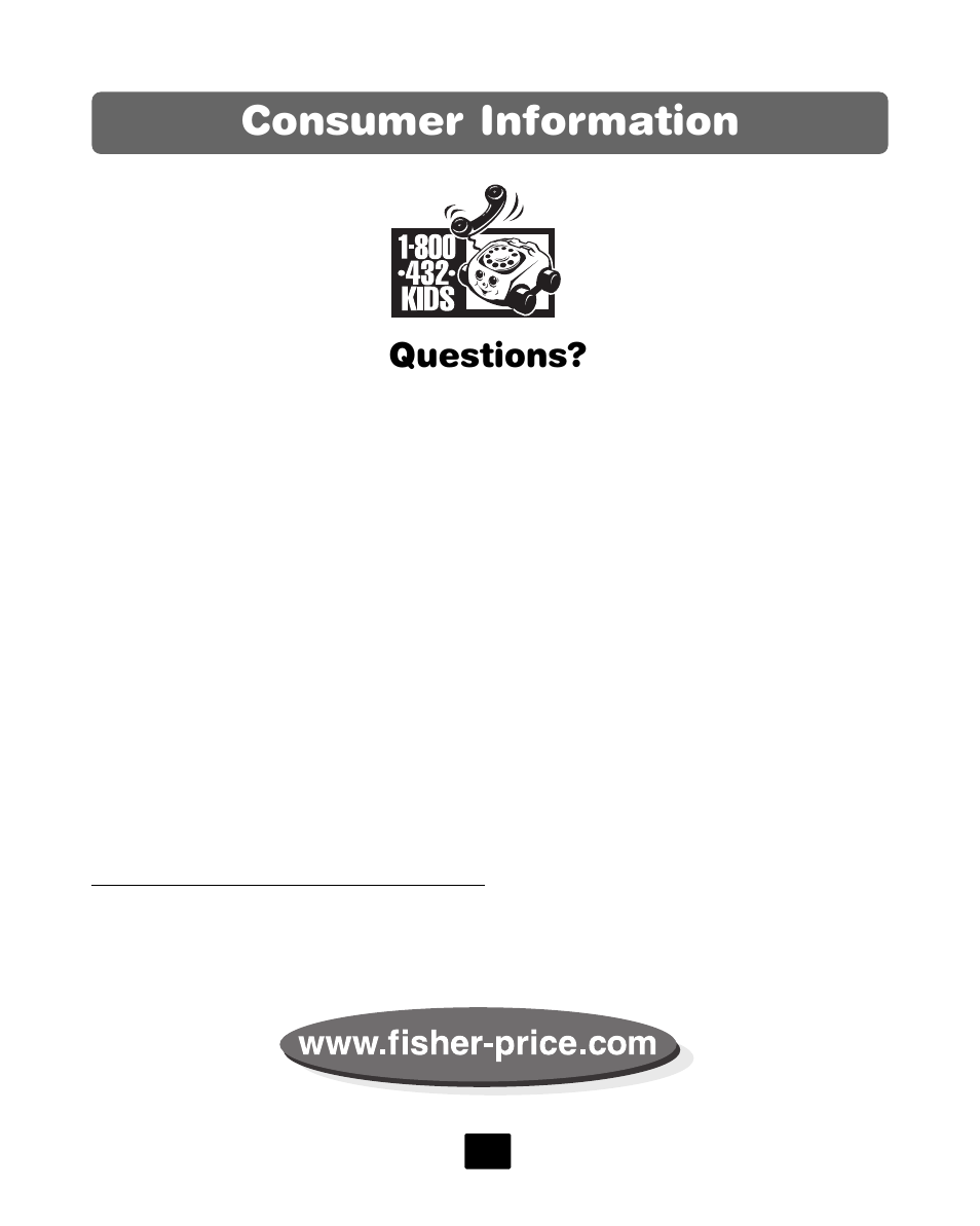 Consumer information | Fisher-Price 72777 User Manual | Page 8 / 8
