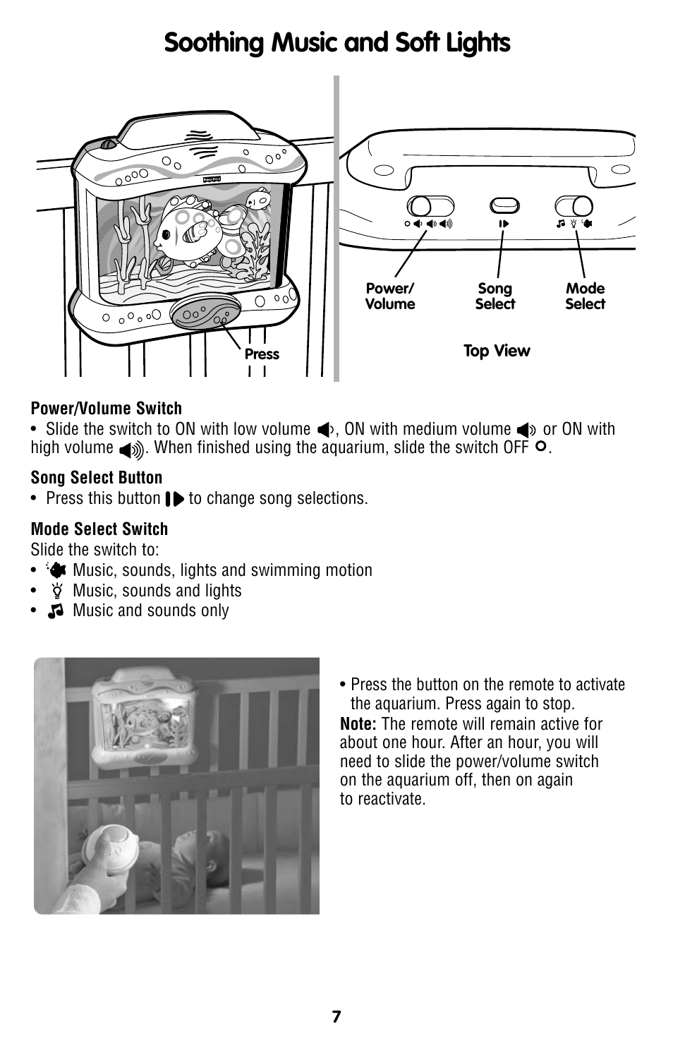 Soothing music and soft lights | Fisher-Price L6925 User Manual | Page 7 / 8