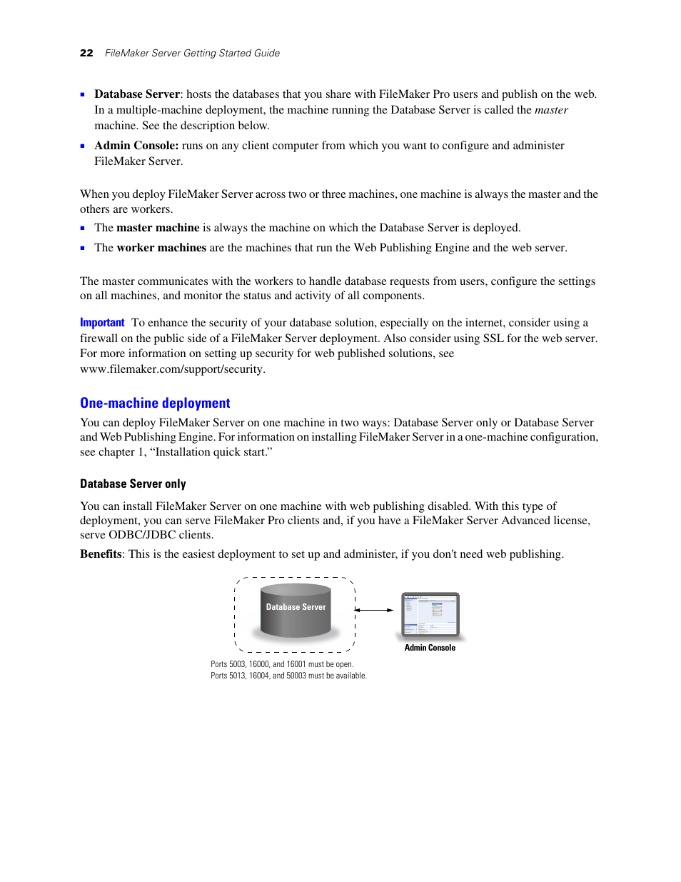 One-machine deployment | FileMaker G0600 User Manual | Page 22 / 72