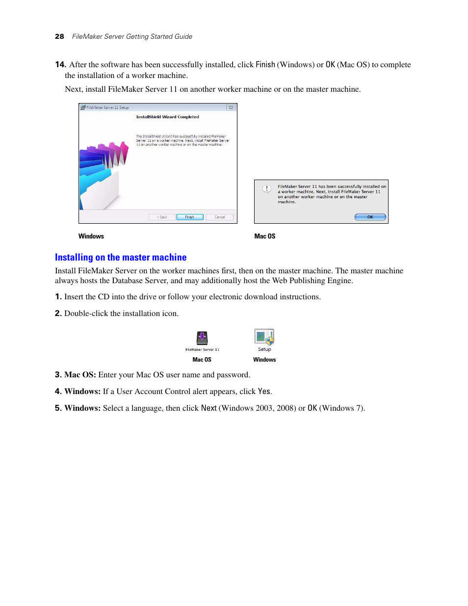 Installing on the master machine | FileMaker G0600 User Manual | Page 28 / 72