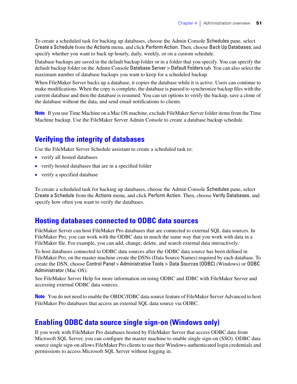 Verifying the integrity of databases, Hosting databases connected to odbc data sources | FileMaker G0600 User Manual | Page 51 / 72