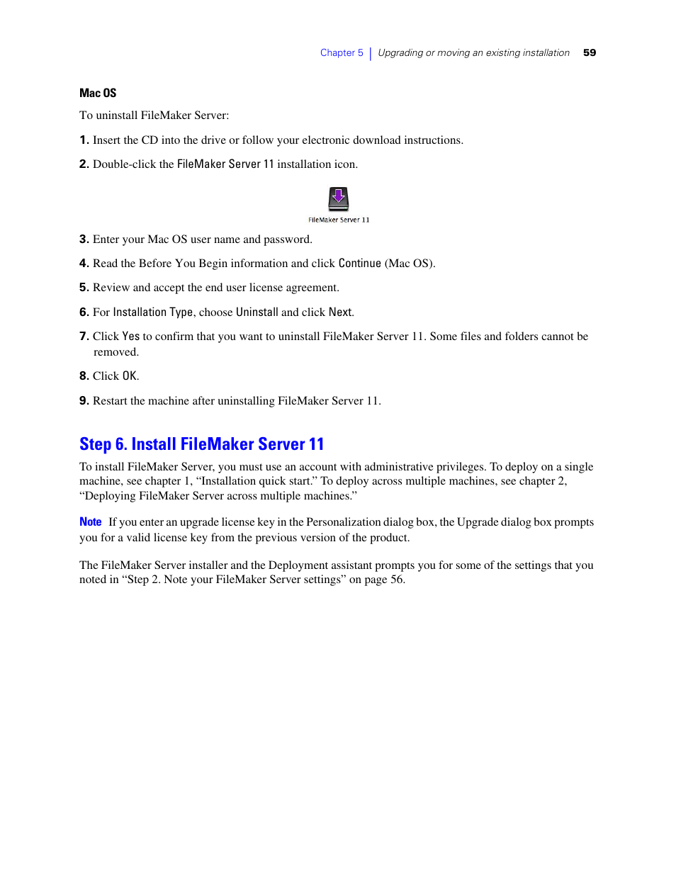 Step 6. install filemaker server 11 | FileMaker G0600 User Manual | Page 59 / 72