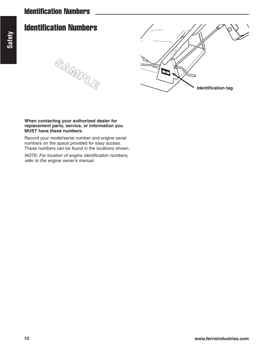 Ssa am m p pll e e, Identification numbers | Ferris Industries HydroCut Series 5900111 User Manual | Page 12 / 43