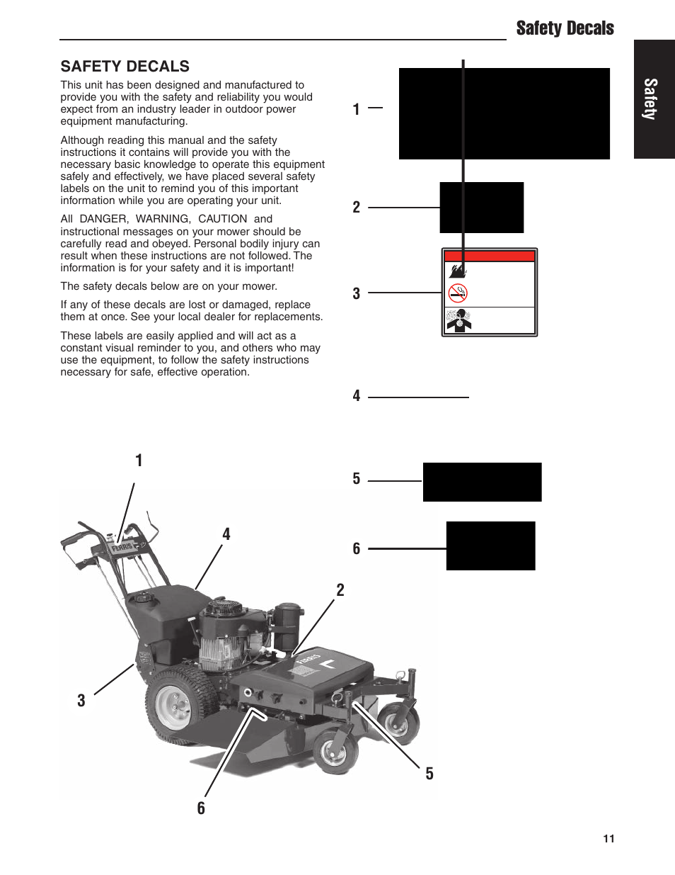 Safety decals | Ferris Industries HydroCut Series 5900111 User Manual | Page 13 / 43