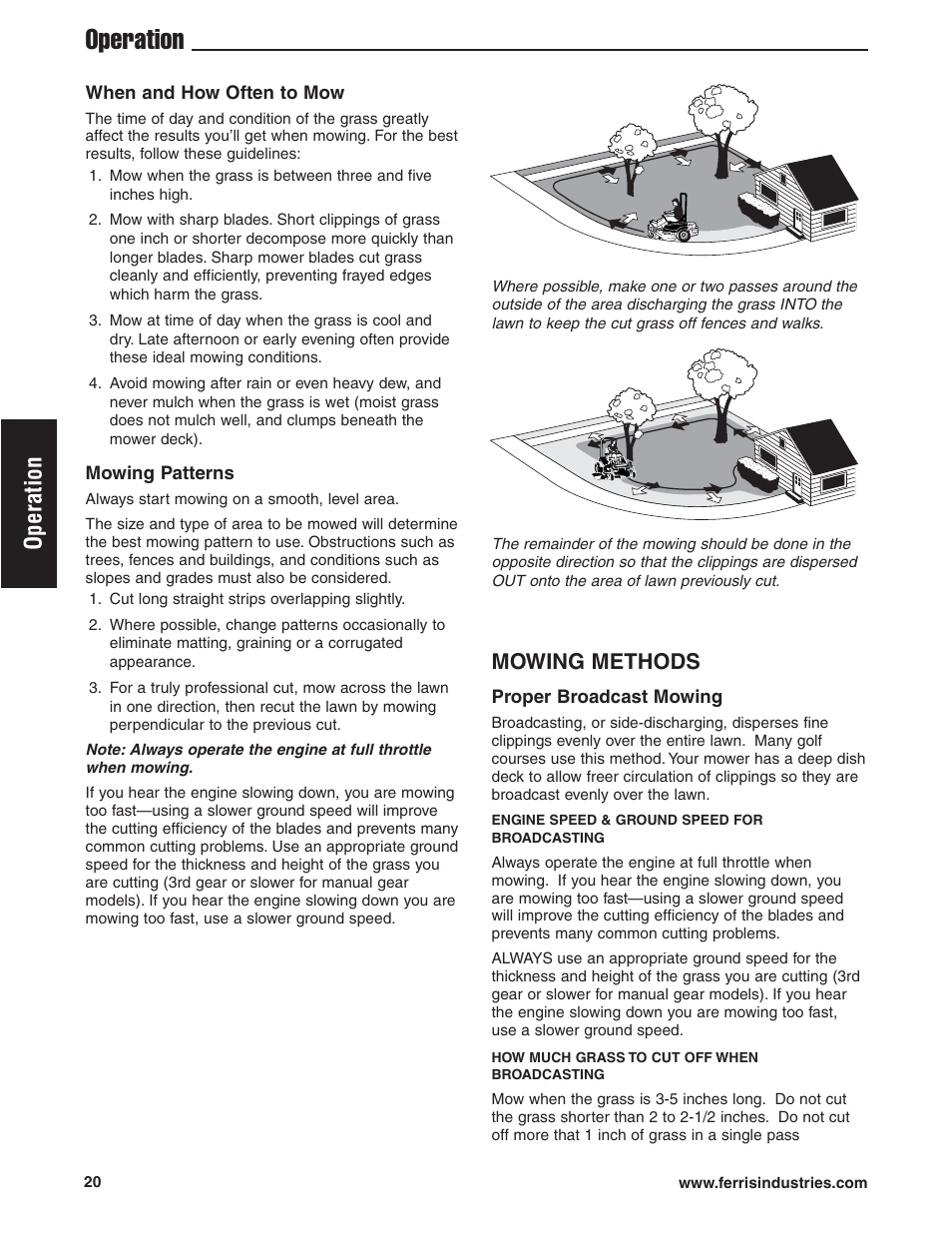 Operation, Mowing methods | Ferris Industries HydroCut Series 5900111 User Manual | Page 22 / 43