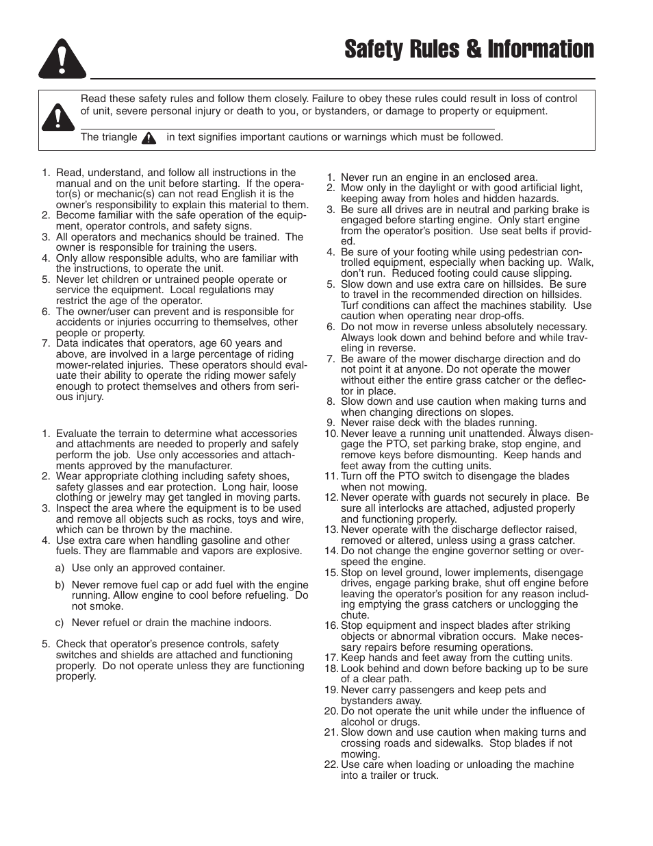 Safety rules & information, Operation | Ferris Industries Ddskav15 User Manual | Page 4 / 44