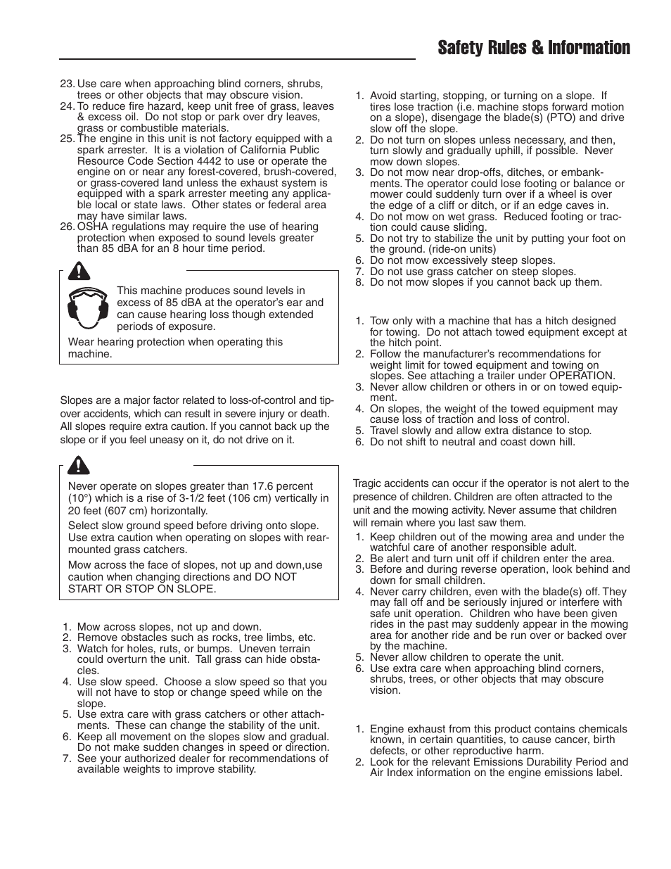 Safety rules & information, Caution, Warning | Ferris Industries Ddskav15 User Manual | Page 5 / 44