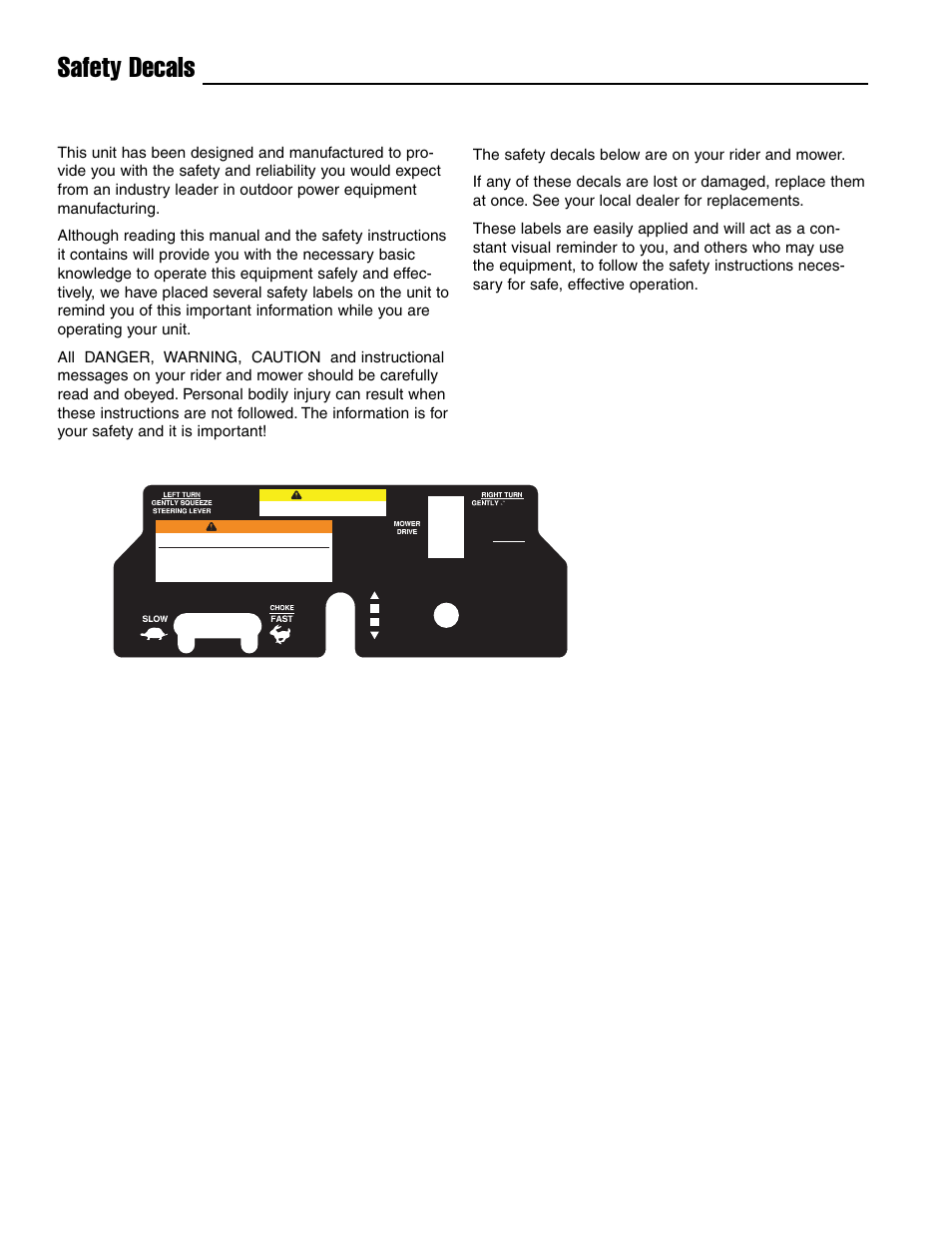 Safety decals, General | Ferris Industries Ddskav15 User Manual | Page 8 / 44