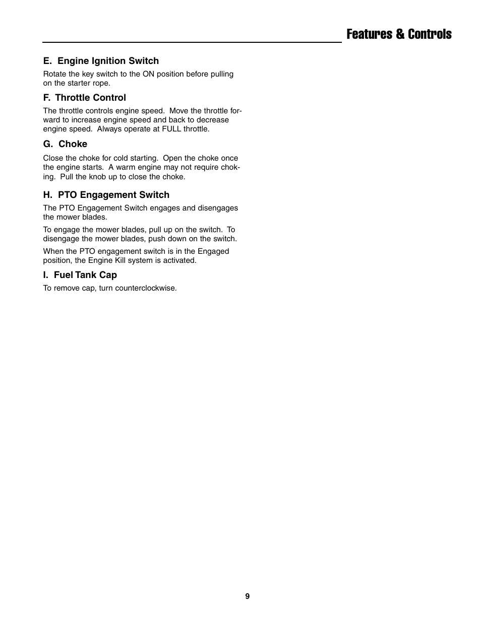 Features & controls | Ferris Industries BGF36KAV15 User Manual | Page 11 / 36