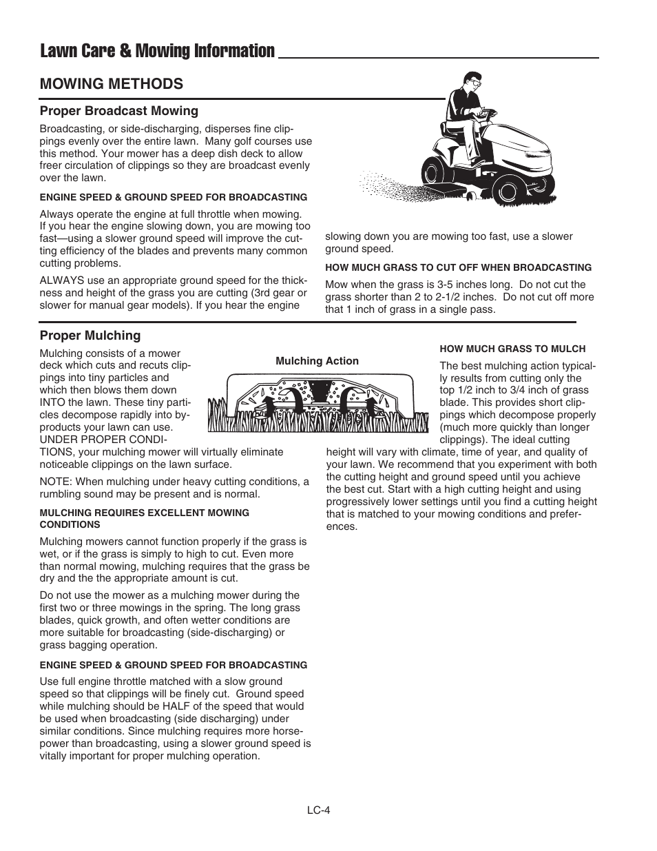 Lawn care & mowing information, Mowing methods | Ferris Industries BGF36KAV15 User Manual | Page 30 / 36