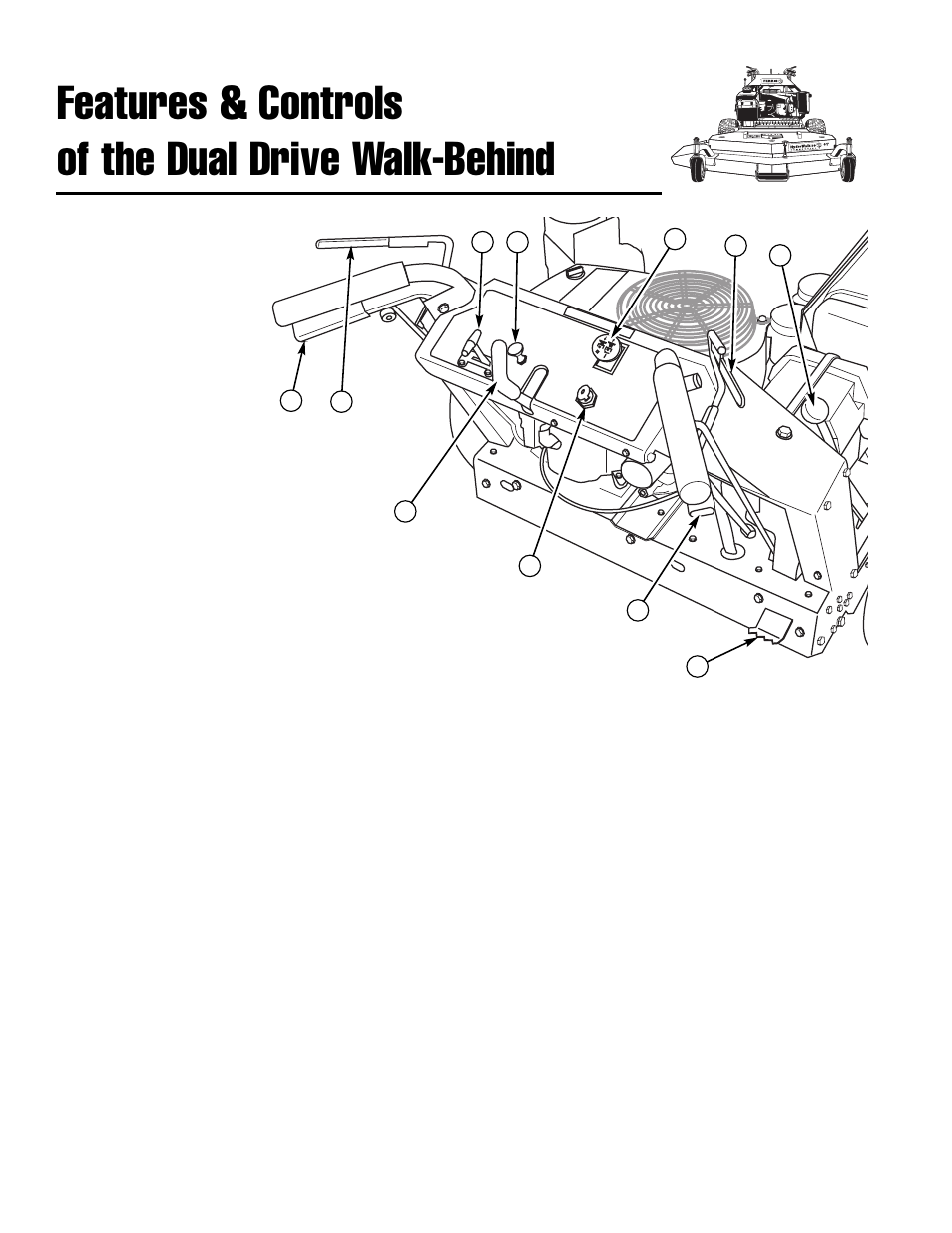 Features & controls of the dual drive walk-behind, Control functions | Ferris Industries Hydrowalk Series DDSKAV23CE User Manual | Page 10 / 43