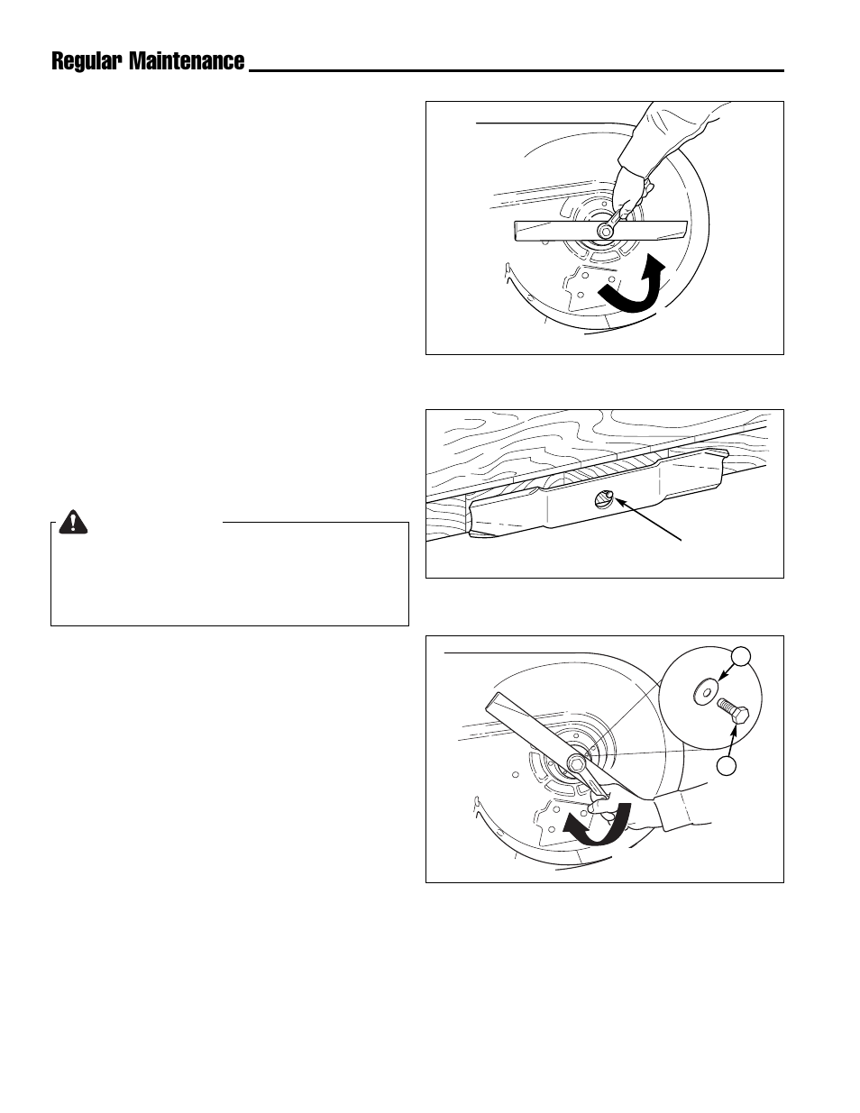 Warning, Regular maintenance, Servicing the mower blades | Ferris Industries Hydrowalk Series DDSKAV23CE User Manual | Page 20 / 43