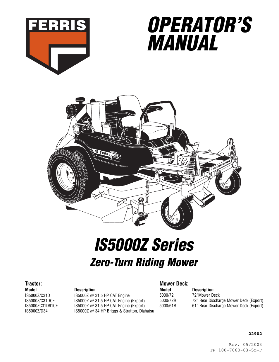 Ferris Industries 5000/72R User Manual | 55 pages