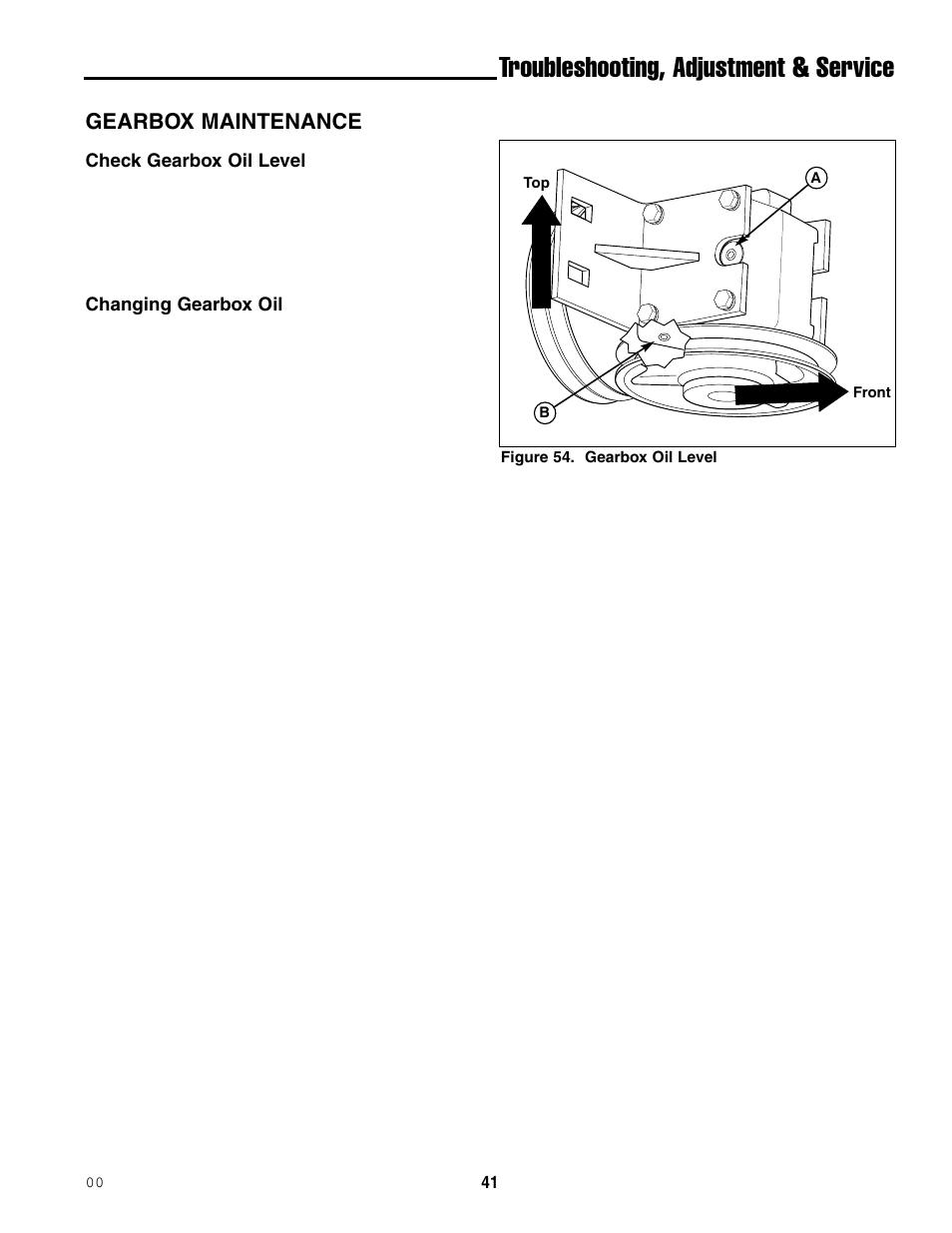 Troubleshooting, adjustment & service, Gearbox maintenance | Ferris Industries 5000/72R User Manual | Page 43 / 55