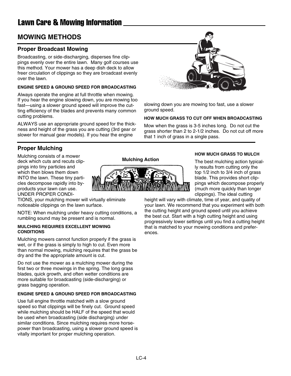 Lawn care & mowing information, Mowing methods | Ferris Industries 5000/72R User Manual | Page 50 / 55