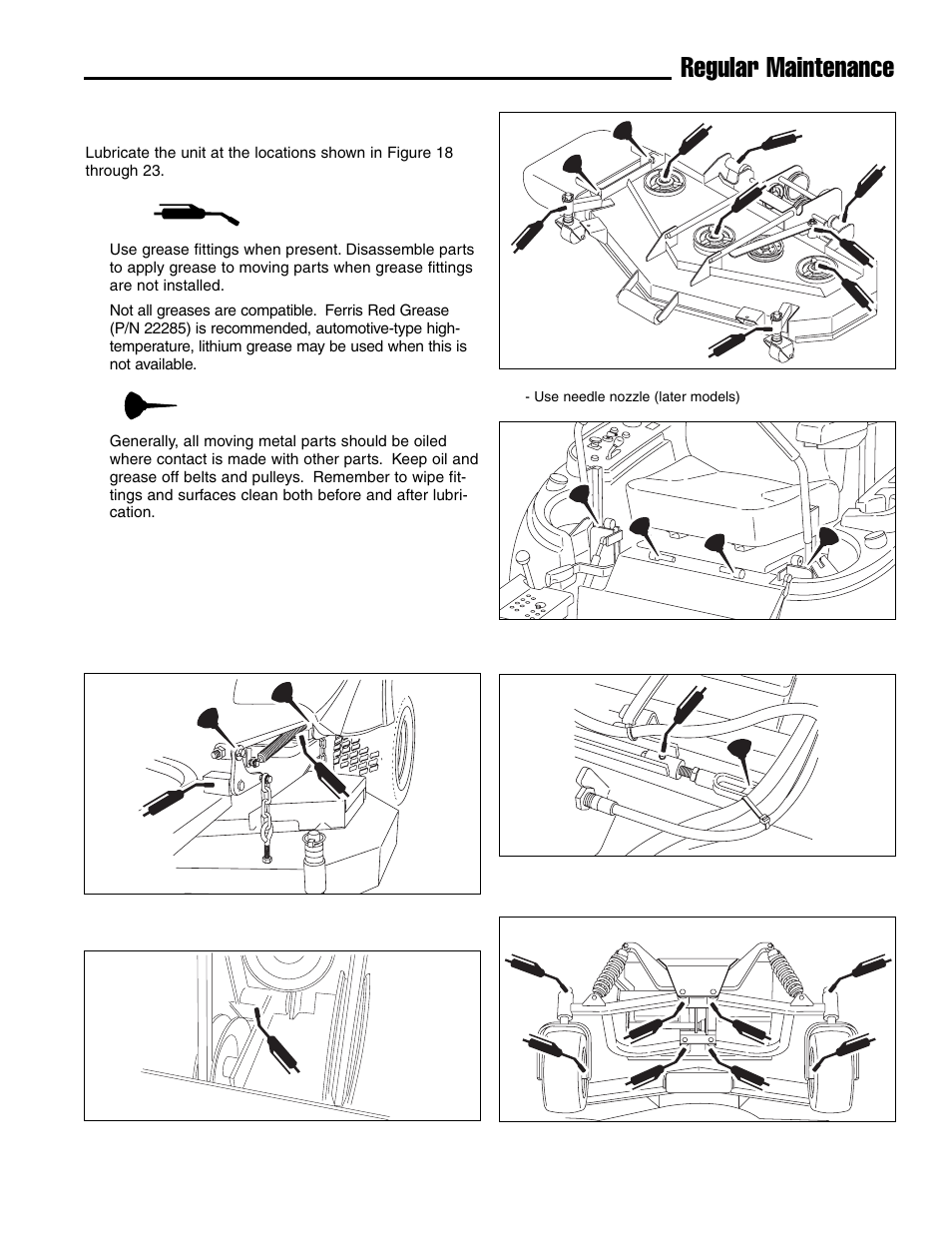 Regular maintenance, Lubrication | Ferris Industries IS4500ZC28D61CE User Manual | Page 25 / 52