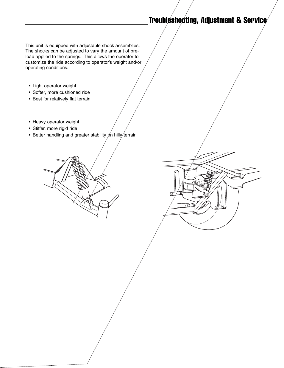 Troubleshooting, adjustment & service, Suspension adjustment | Ferris Industries IS4500ZC28D61CE User Manual | Page 35 / 52