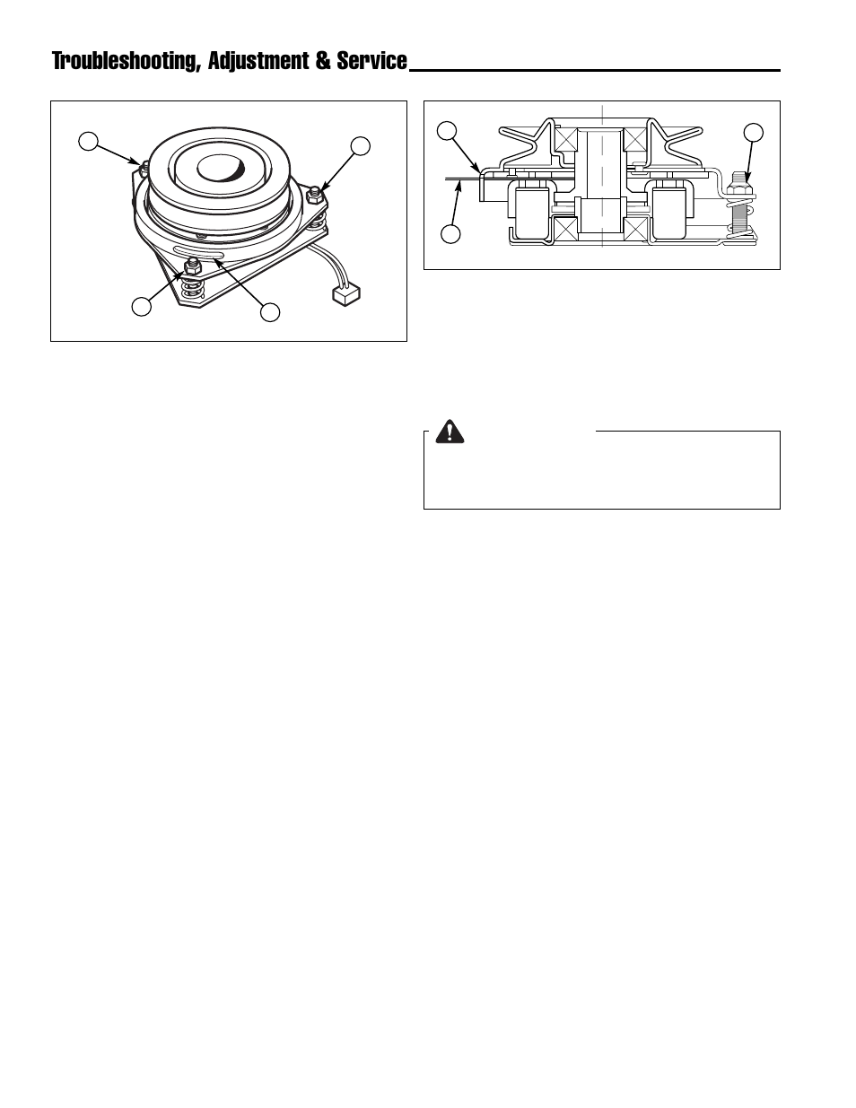 Troubleshooting, adjustment & service warning, Pto clutch adjustment | Ferris Industries IS4000Z/KAV27 User Manual | Page 30 / 46