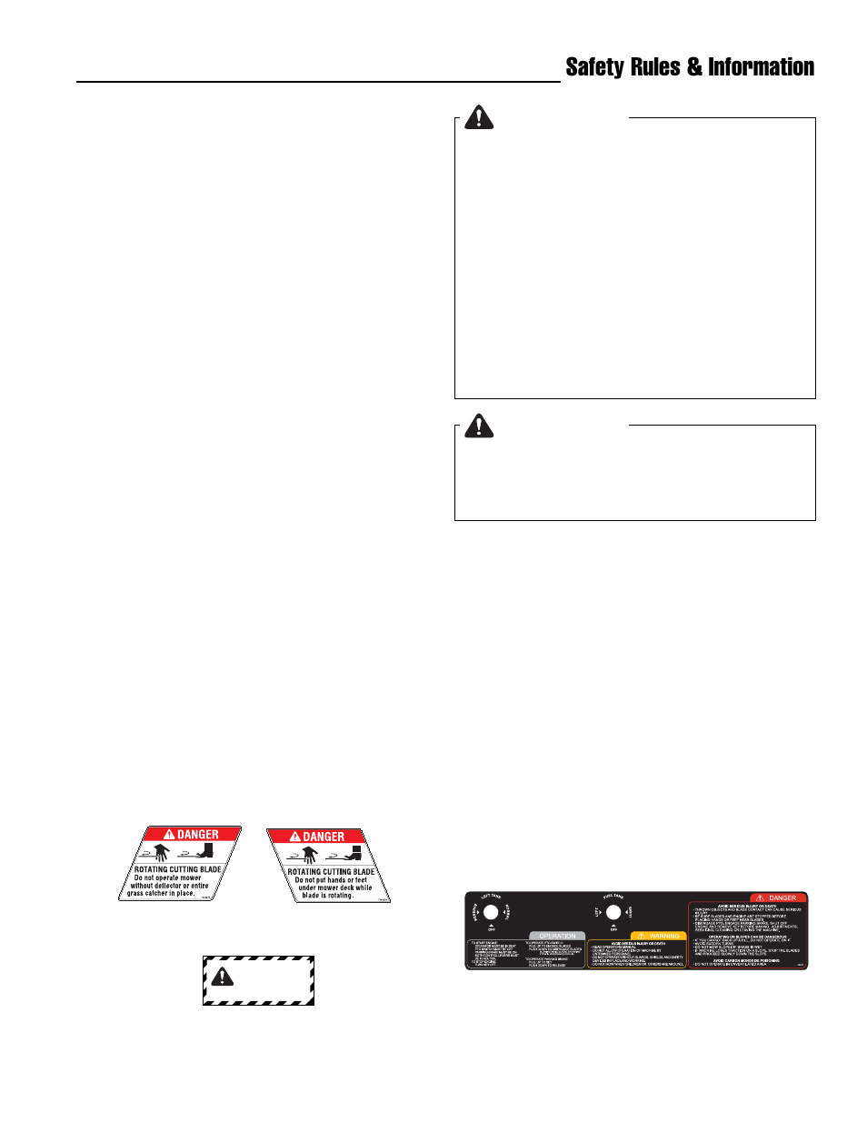 Safety rules & information, Warning, Safety decals | Ferris Industries IS4000Z/KAV27 User Manual | Page 7 / 46