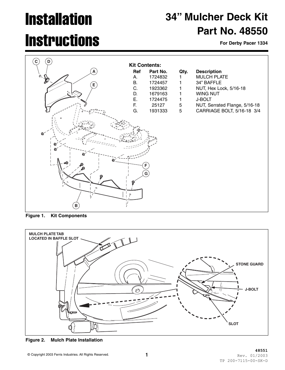 Ferris Industries 48550 User Manual | 2 pages