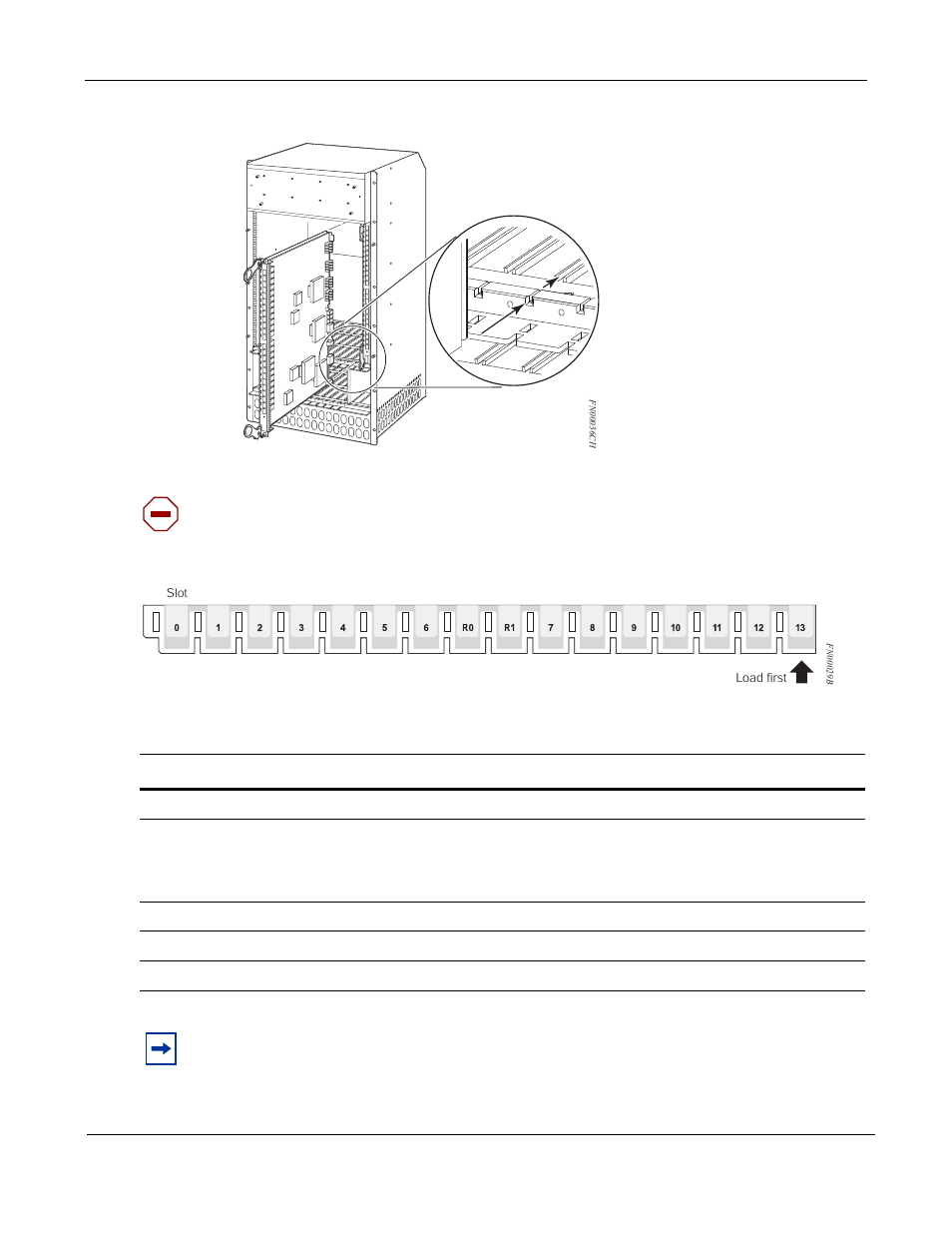 Figure 22, Installing an rpm into the e1200i, Figure 23 | Rpm and line card slot numbering label | Force10 Networks Force10 TeraScale E-Series E1200i User Manual | Page 52 / 105