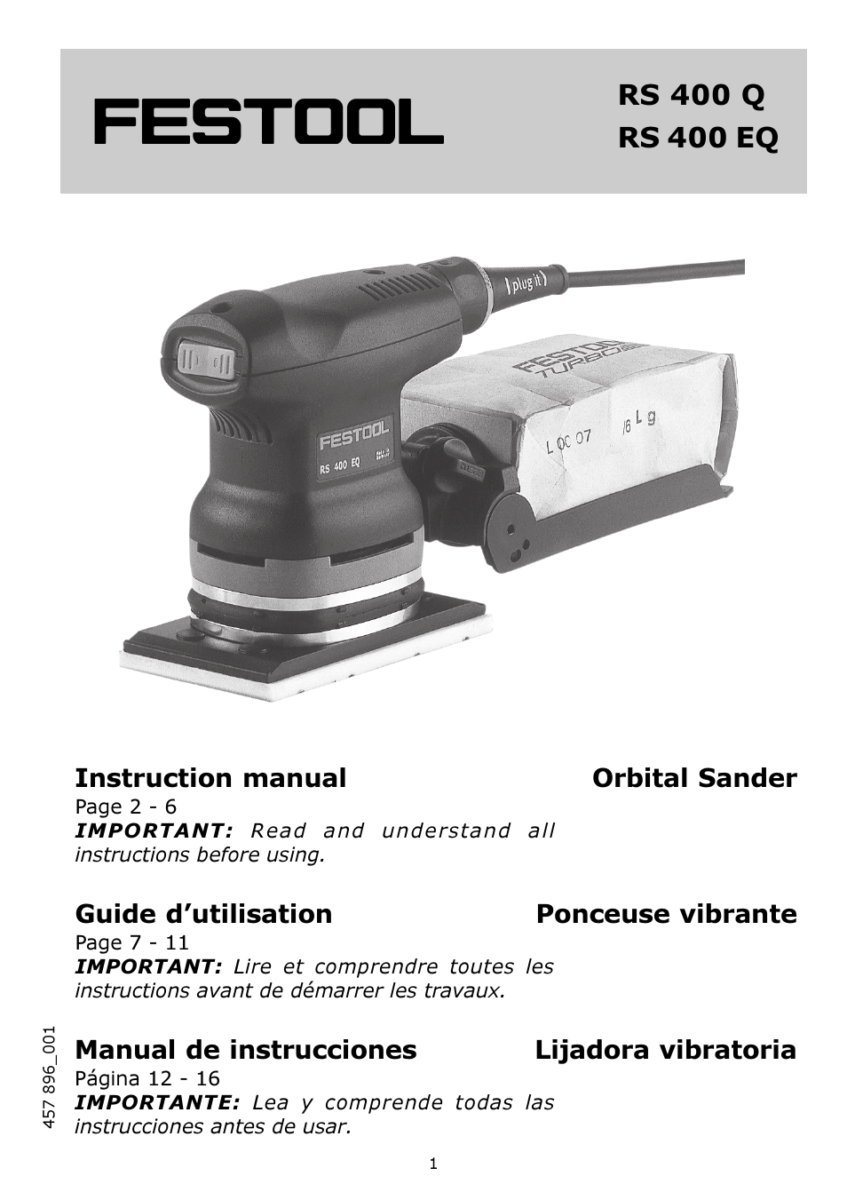 Festool RS 400 Q User Manual | 16 pages