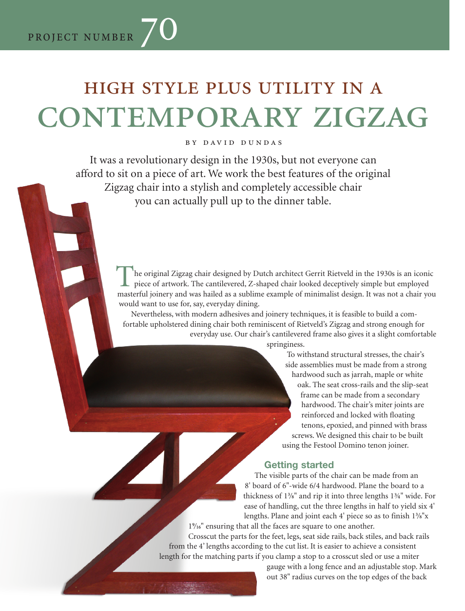 Festool Contemporary Zigzag Chair User Manual | 6 pages