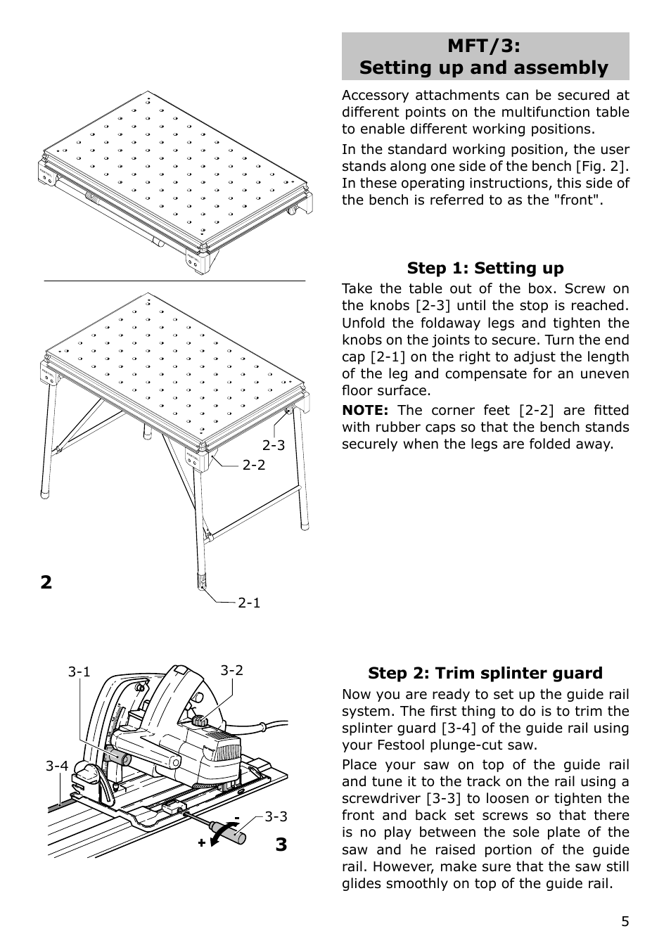 Mft/3: setting up and assembly | Festool MFT/KAPEX User Manual | Page 5 / 32