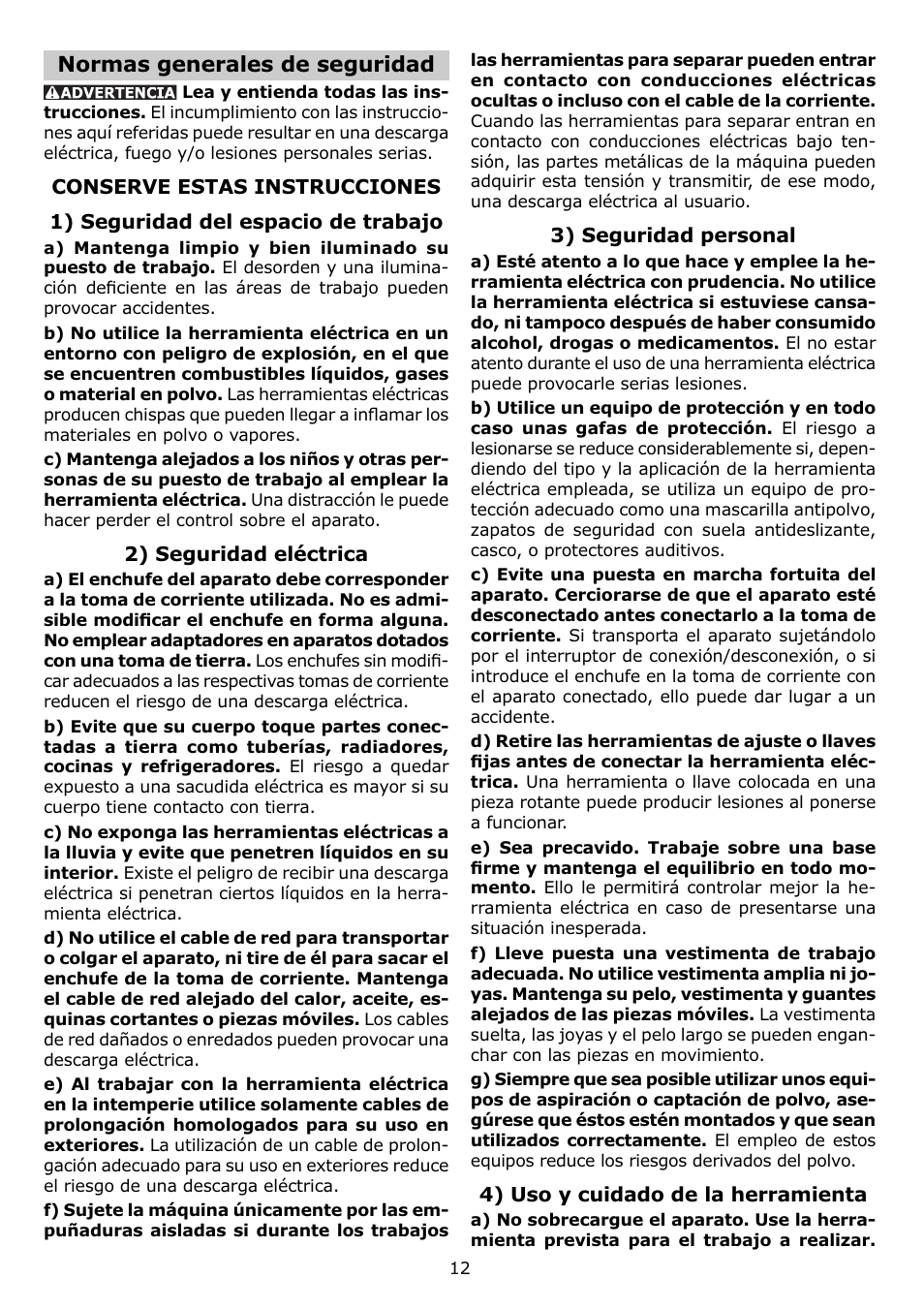Normas generales de seguridad | Festool ETS 125 EQ User Manual | Page 12 / 16