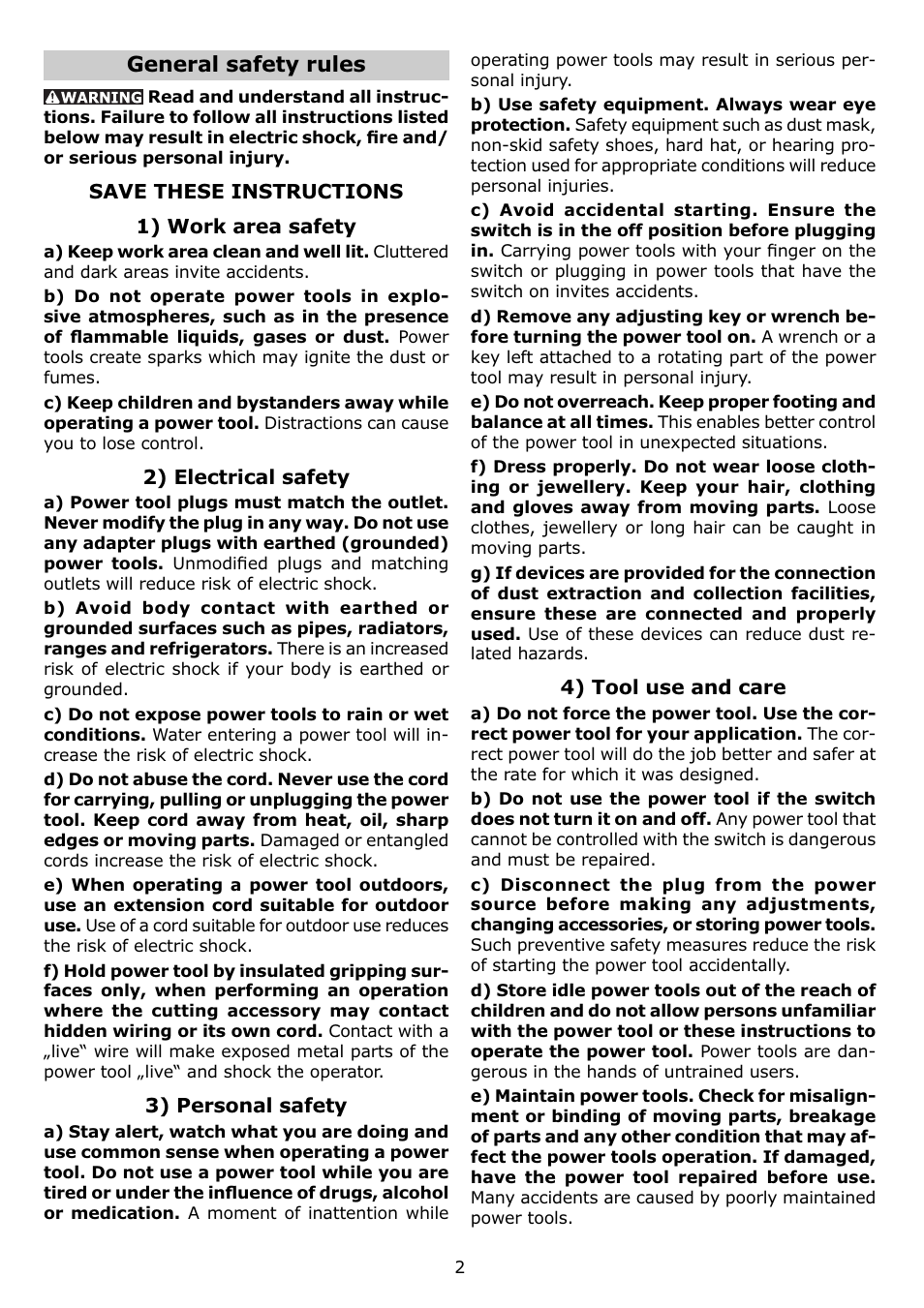 General safety rules | Festool ETS 125 EQ User Manual | Page 2 / 16