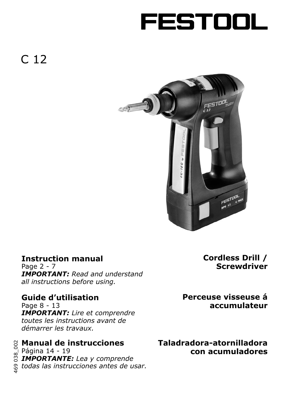 Festool C12 User Manual | 20 pages