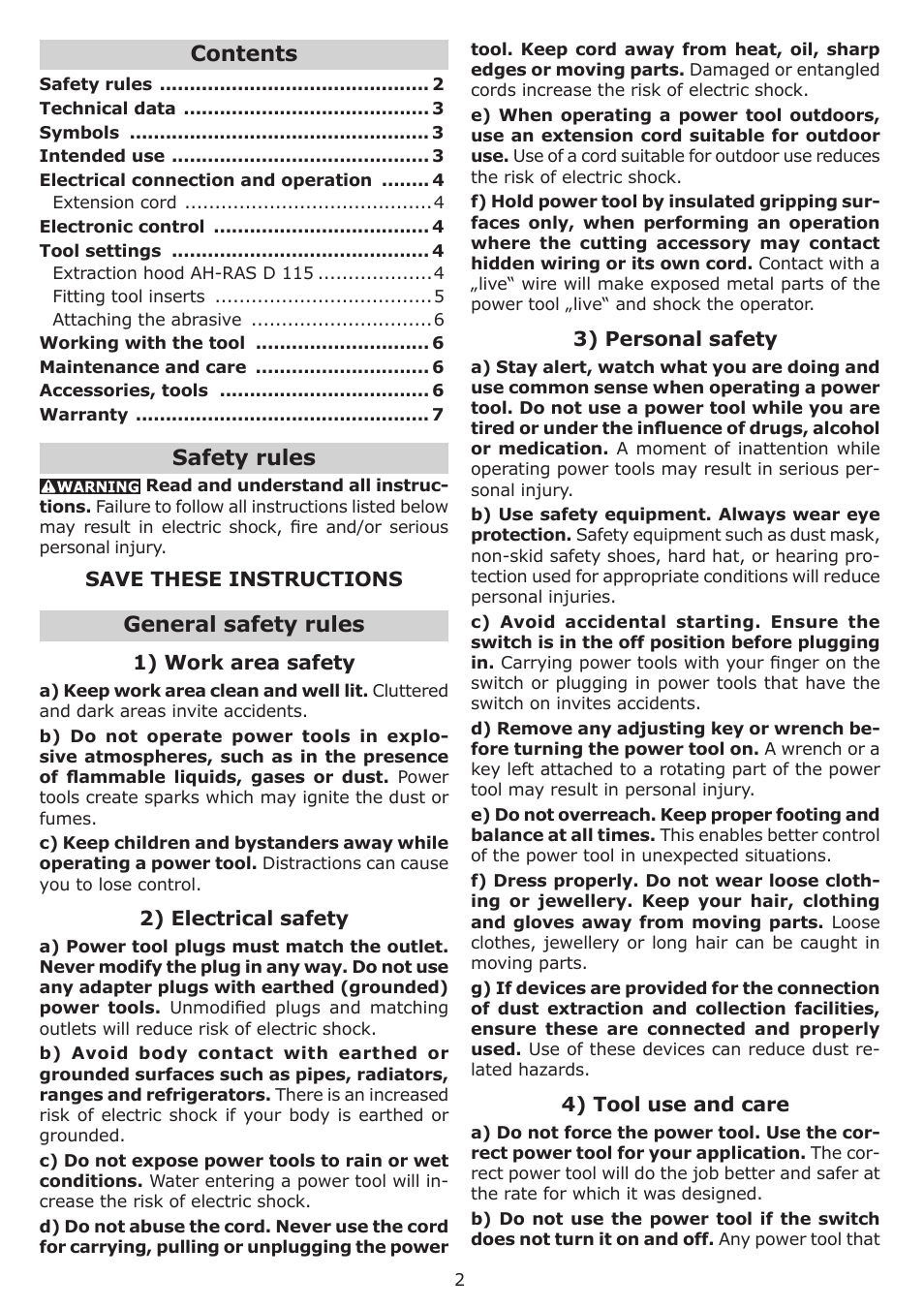 Festool RAS 115.04 E User Manual | Page 2 / 20