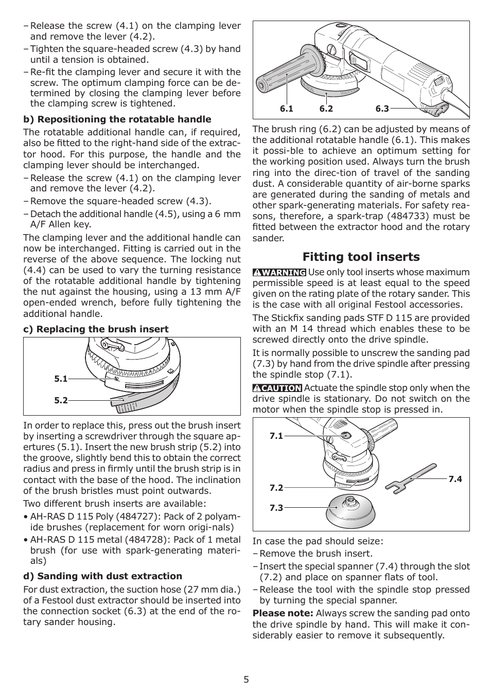 Fitting tool inserts | Festool RAS 115.04 E User Manual | Page 5 / 20