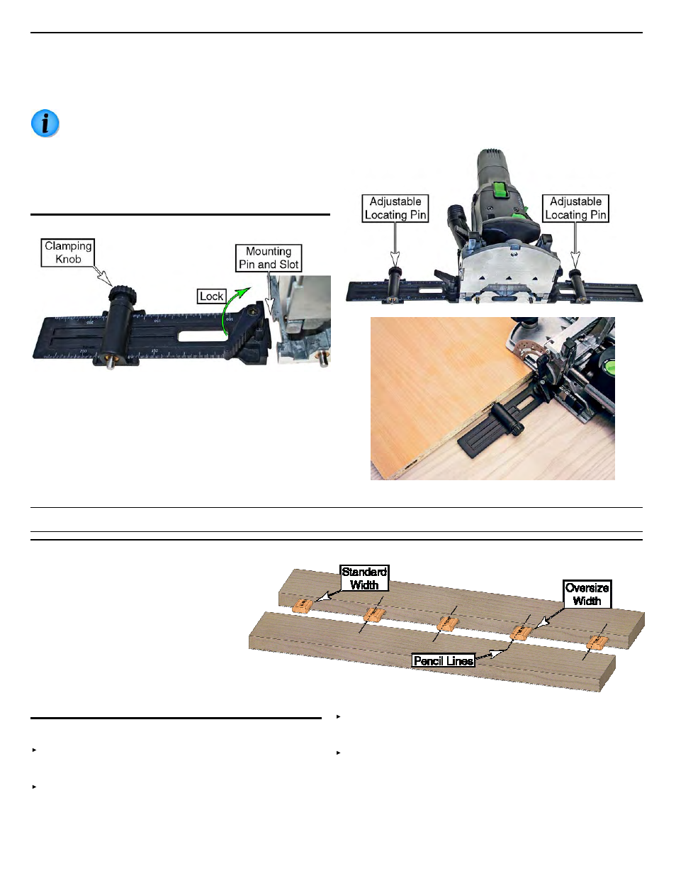 Using the optional outrigger guides, Applications, Edge joining boards | Secti | Festool Domino DF 500 User Manual | Page 13 / 26