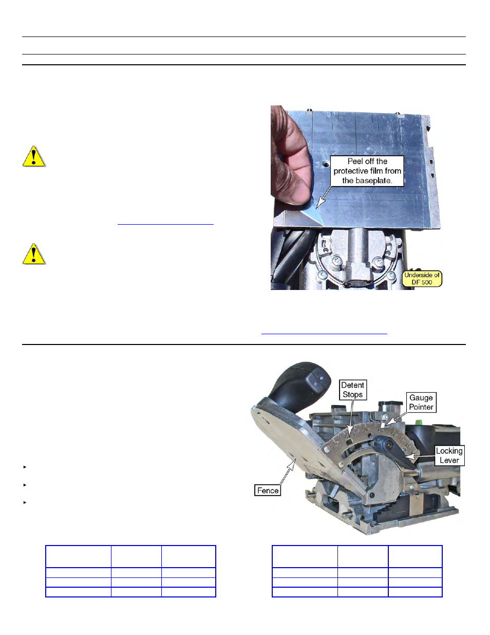 Setup, Setting up a new domino joiner, Setting the fence angle | Festool Domino DF 500 User Manual | Page 7 / 26