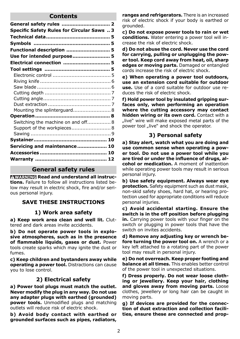 Festool TS 75 EQ User Manual | Page 2 / 40