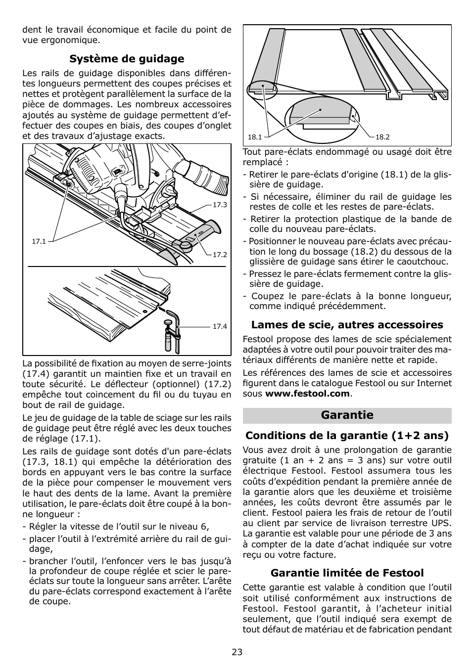 Garantie | Festool TS 75 EQ User Manual | Page 23 / 40