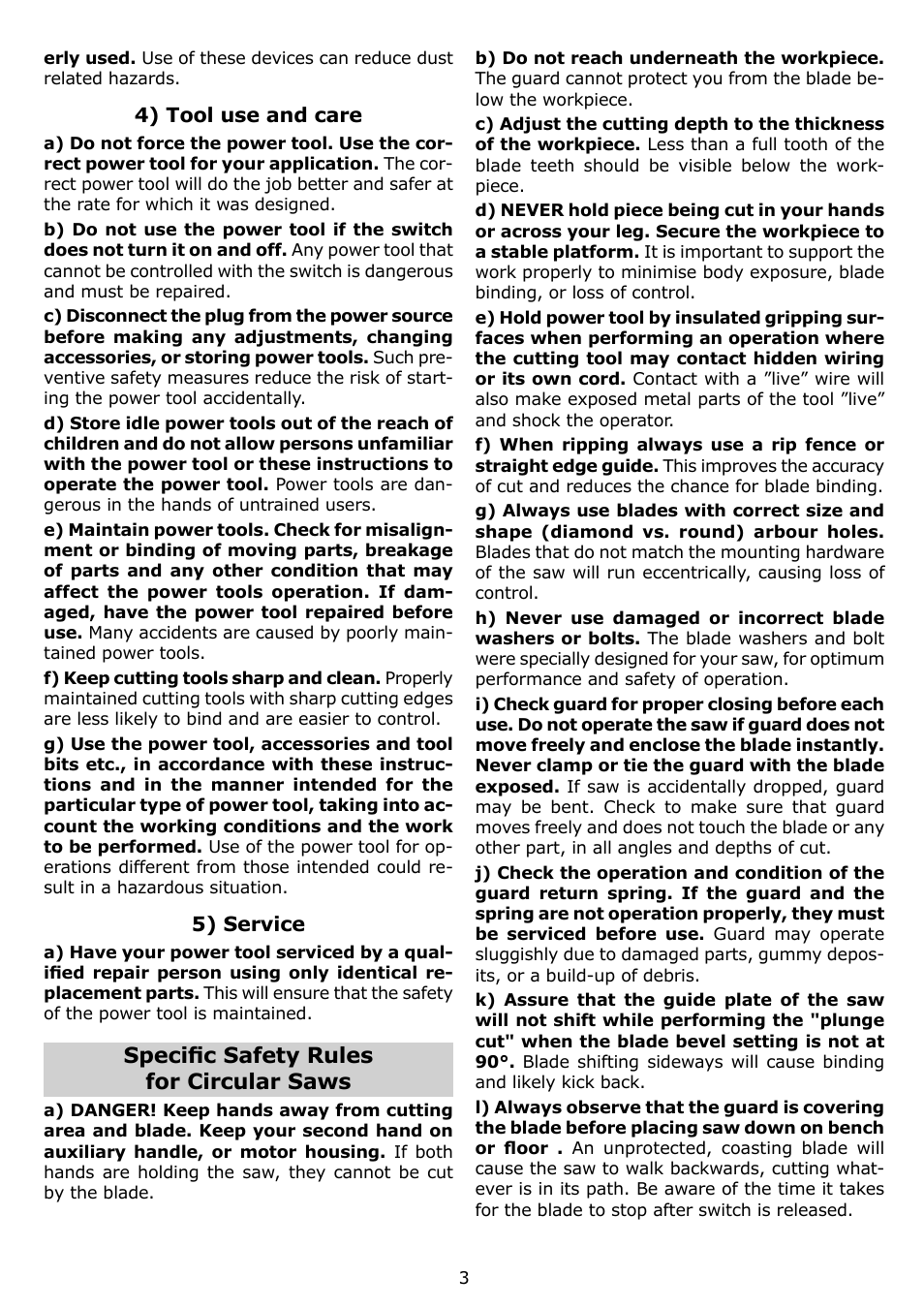 Specifi c safety rules for circular saws | Festool TS 75 EQ User Manual | Page 3 / 40