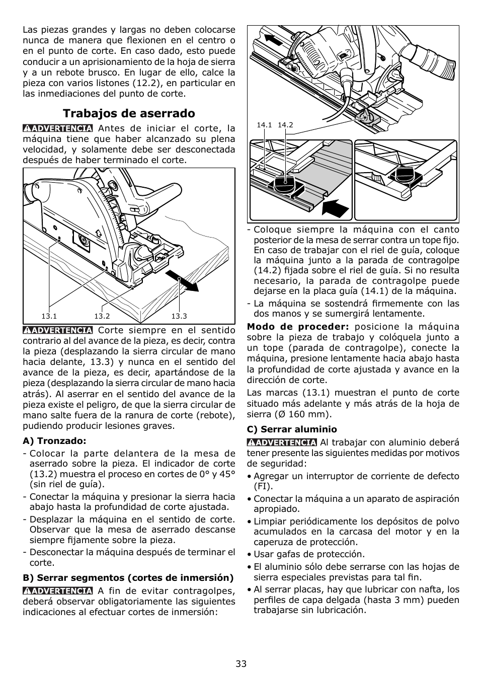 Trabajos de aserrado | Festool TS 75 EQ User Manual | Page 33 / 40