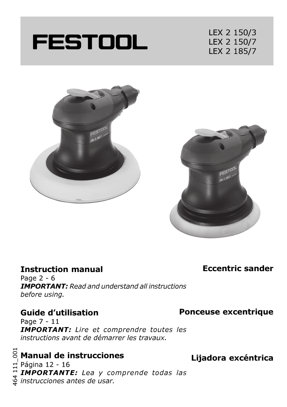 Festool LEX 2 150/3 User Manual | 16 pages