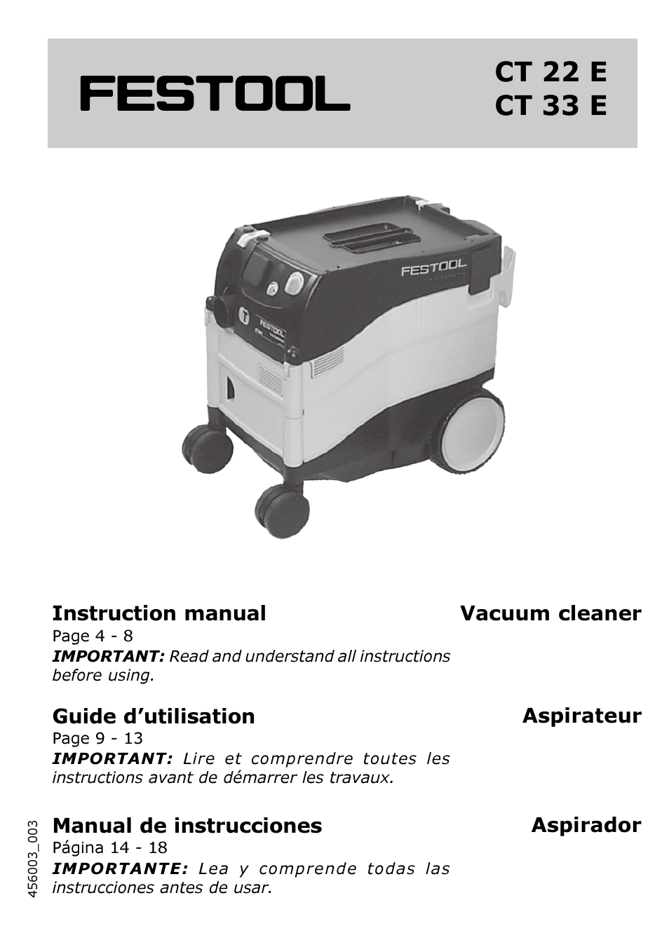 Festool CT 33 E User Manual | 18 pages